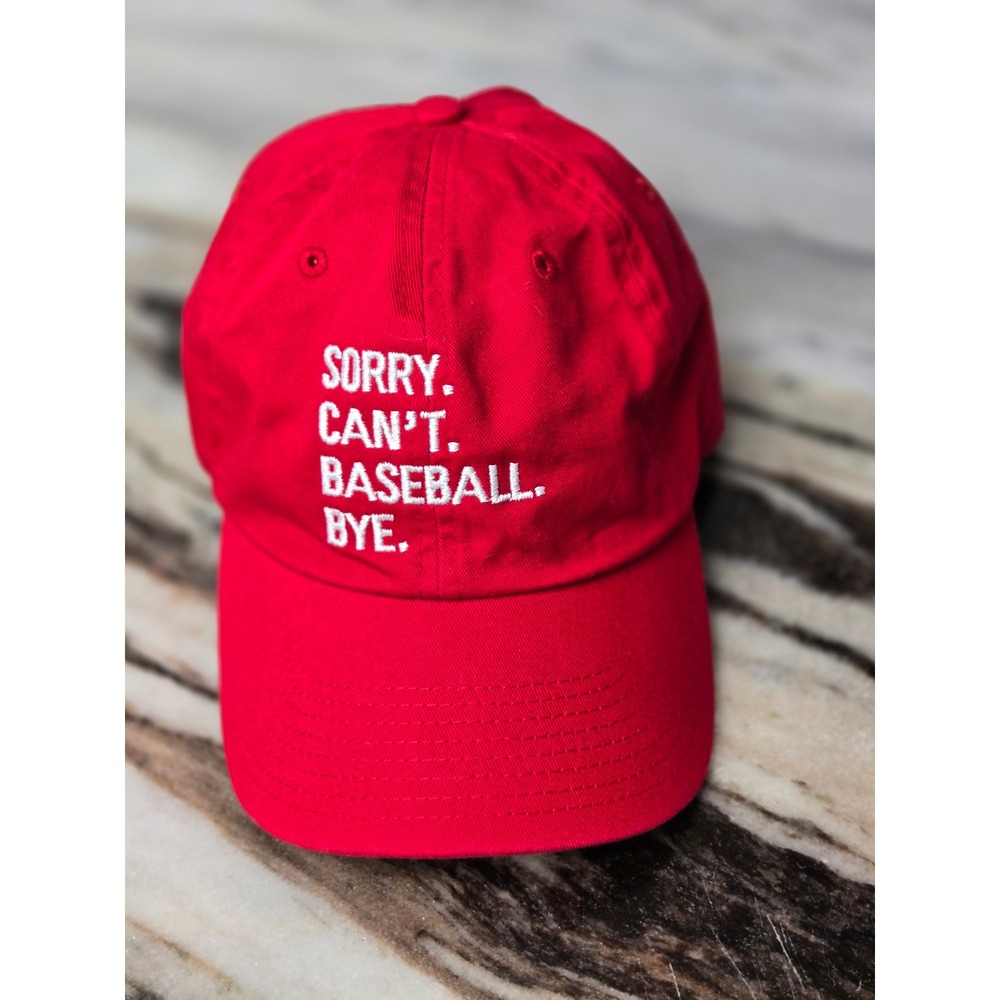 47 Brand Red Sorry Can't‎ Baseball Bye Embroidered Dad Hat Strapback OSFA